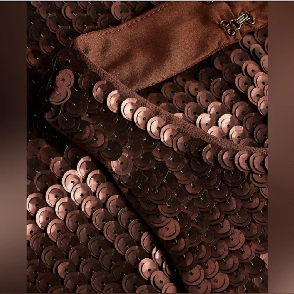🆕 Express Copper Sequin Mini Dress. Size XS. NWT. 🤎 - Picture 8 of 16